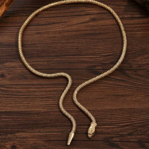 Gold Snake Adjustable Jewelry. Wear As A Necklace, Bracelet, Belt, or Anklet - Picture 3 of 4
